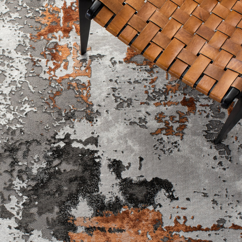 Steelside™ Ettinger Gray/Orange Rug & Reviews Wayfair